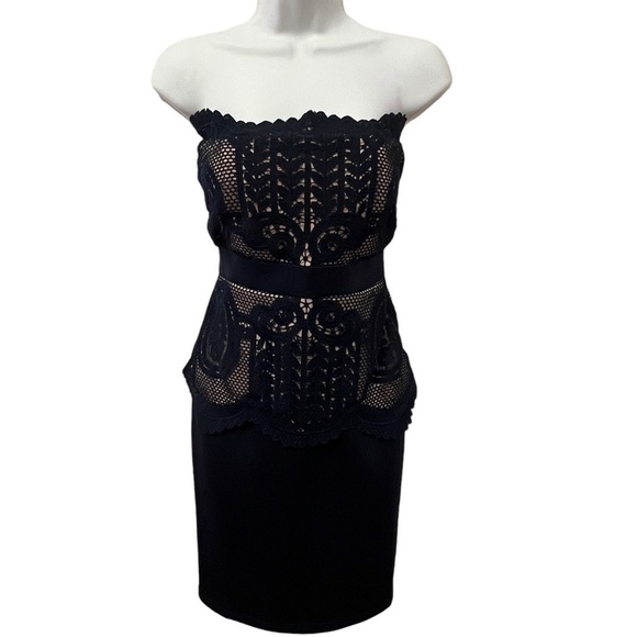 ENTRY Women’s Strapless Lace Overlay Peplum Dress, Size Medium - Picture 4 of 15